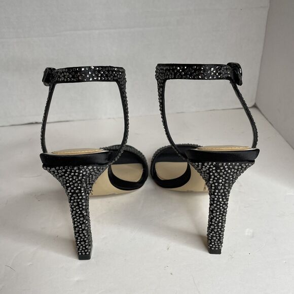 Imagine Vince Camuto Reshi Black Jeweled Open Toe Strap Sandals Heels NIB Size 5 - Picture 6 of 12
